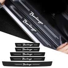 Car Door Sill Threshold Stickers Trunk Bumper Guards Decals for Citroen Berlingo Logo 2021 2020 2019 2018 2017 2016 2015 2014