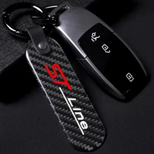 Car Key Chain Key Ring Carbon Fiber Metal Keychain Horseshoe Buckle for ford st LINE stline Car Accessories
