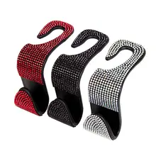 Car Seat Back Hook Bling Diamond Hanger Auto Back Universal Headrest Mount Storage Holder Car Interior Accessories