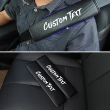 Car Seat Belt Cover Custom Text Color Leather 2pcs Vehicle Safety Belt Protect Interior Accessories