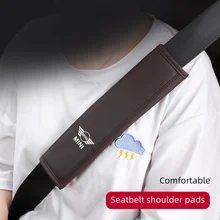 Car Seat Belt Shoulder Neck Protect Pad Leather Seat Belt Cover For MINI Cooper One JCW R56 Countryman Paceman Clubman R58 R59 R