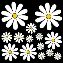 Car Stickers 1 Set Daisy (14 Pieces) Waterproof Sunscreen PVC Material Motorcycle Refrigerator Luggage Laptop Window Wall Decals