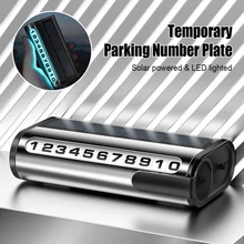 Car Temporary Parking Number Plate Luminous Parking Phone Number Solar Powered LED Backlight Temporary Number Card Accessories
