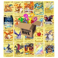 Cartas Pokemon Mystery Box Cards Metal Card Spanish English V PIKACHU Anime Random Blind Box Golden Vmax Game Collection Toys
