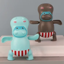 Cartoon Animal Kids Bath Toy Clockwork Swimming Floating Hippopotamus Bear Shower Pool Home Bathroom Boys Girls Toddler