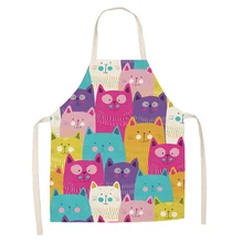 Cartoon Cat and Dog Print Pinafore Anti-fouling Sleeveless Aprons for Men Women Restaurant Baking Accessories Kitchen Aprons