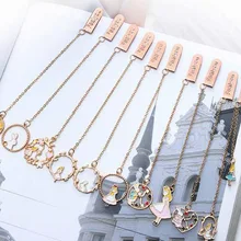 Cartoon Character Bookmarks Hollow Clip Peach Heart Pendant Pagination Mark Creative Metal Book Clip Portable Stationery