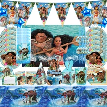 Cartoon Disney Moana Theme Birthday Party Decor Disposable Tableware Plates Cups Kids Baby Shower Birthday Supplies