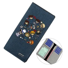 Cartoon Long Wallet anime Detective Conan Wallet Canvas Portable  Multifunctional ID Card Holder Wallet Boys Coin Purse