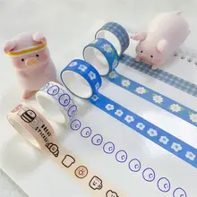 Cartoon Paper Tape Diary DIY Decor Adhesive Label Stickers Cute Blue Washi Tape Flower