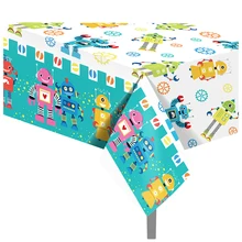 Cartoon Robot Tablecloth Birthday Party Supplies Disposable Tableware Robot Party Plates Kids Boy Birthday Party Decorations