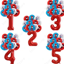 Cartoon Spidey And Amazing Friends The Series Latex Balloon Number 1 2 3Aluminum Globes Party Decor Baby Shower Supplies