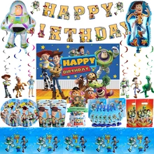 Cartoon Toy Story Party Decoration Disposable Tableware Paper Plat Backdrop Buzz Lightyear Balloons Kids Birthday Party Supplies