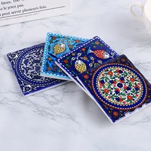 Ceramic Cup Coaster Coffee Drinks Table Mat Mandala pattern Non-slip Placemat Cup Holder Heat Insulation Pad Kitchen Tableware