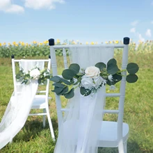 Chair Back Artificial Flower Decorative Tied Flower Outdoor Wedding Decoration Landscaping Layout Prop Birthday Party