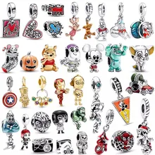 Charms Plata De Ley 925 Disney Mickey 2023 SpiderMan Starwar Hero DIY Réplicas 1.1 Plata Charms Fit Original Pandora Bracelet