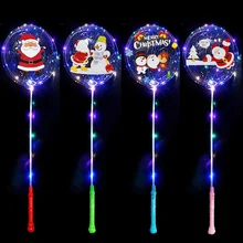 Christmas Bobo Balloon with Led Stick Big Cup Holder Light Up Clear Transparent Bubble Ballon for Xmas Decorations Santa Claus