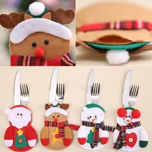 Christmas Decoration Tableware Holder Sleeve Santa Claus Candy Bags Christmas Cutlery Holder Xmas Home Decor