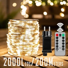 Christmas Lights Color Fairy Lights Eu Plug String Curtain Garland Waterproof Mini Holiday Party Wedding Decoration Personalized