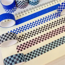 Classic Retro Korean Black White Plaid Blue Washi Tape DIY Hand Account Scrapbook Diary Sticker Cute Office School Stationery
