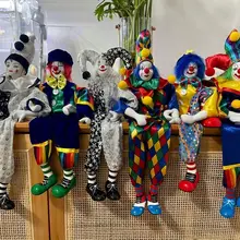 Clown Doll Ceramic Hanging Foot Hand-paintedt Clown Doll Retro Doll Puppet Atmosphere Props Desktop Decoration Gift Toys