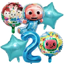 Cocomelon Birthday Ballon Decoration Baby Early Teducation Tv Watermelon Balloon Number Foil Balloons Baby Shower Party Supplies