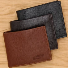 Coin Bag Men Wallet Male Purse Credit Card Holder Clutch Money Purse Solid Color Litchi Pattern Vintage Short Style Soft