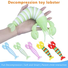 Colorful Fidget Toy Slug Articulated Flexible 3D Slug Lobster Shark Fidget Toy Relief Anti-Anxiety Sensory Kids Toys