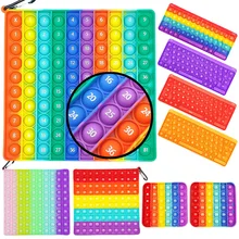 Colorful Math Toys Multiplication Tables Push  100 Bubble Pop Macaron Rainbow  Silicone It Fidget Toys for Learning Teaching aid