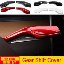 Column Gear Shift Cover For Tesla Model 3 Y 2022 2021 Steering Lever Handle Protection Shifter Shell ABS Carbon Fiber Accessory