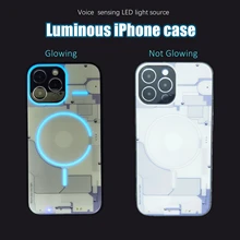 Cool Hidden LED Geometric Line Glowing Phone Case for iPhone 11 12 13 14 Pro Max Frosted Stainless Surface Luxury Accessories