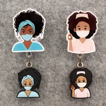Creative 360° Rotate Women Doctor Style Retractable Badge Reel Nurse & Doctor Card Holder Office & Hospital Supplies Name Card