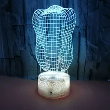 Creative 3D Tooth Illusion Night Light 7/16 Colors Changing Led Table Lamp USB/Battery Operated Gift for Dentist