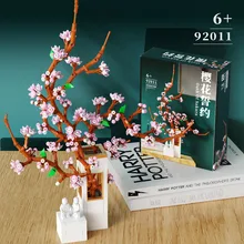 Creative Anime Ideas Romantic Flowers Bouquet Building Blocks MOC Home Decoration Sakura Bonsai Bricks Diy Toys For Girls Gifts