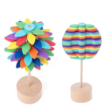 Creative Decompression Toys for Adults Children Wooden Rotating Lollipops Office Leisure Anti-stress Toys Kids Educational toys