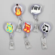 Creative Guitar Note Retractable Badge Holder Reel Exhibition Enfermera Student Music Boys Name Cards Hospital Office Chest Card