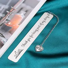 Creative Lettering Metal Bookmark With Leaf Pendant Reading Book Mark Book Page Stationery Student Souvenir Teacher's Day Gifts