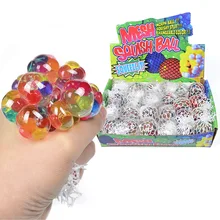 Creative Mesh Squishy Squeeze Ball Colorful Grape Water Ball Games Stress Relief Trick Toys Decompression Fidget Gifts 1pc