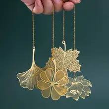 Creative Metal Leaf Bookmark Chinese Style Tassel Vein Rose Gold Hollow Maple Leaf Fringed Apricot Leaf Stationery Gifts