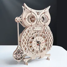 Creative New 3D Stereoscopic Puzzle Wooden Owl Clock Highly Difficult Assembling Model Retro Pendulum Clock Xenomorph Jigsaw Toy