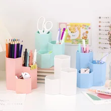 Creative Simple Candy Color Modern Style Three In One High and Low Pen Holders Storage Box Christmas Gift Stationery