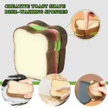 Creative Toast Shape Dish-washing Sponges Washable Scrubber Tools for Pots Dishes Kitchen Accessories Household Cleaning Gadget