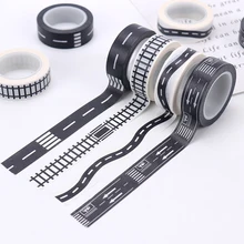 Creative Traffic Railway Road Washi Tape Adhesive Tape DIY Sticker Label Craft Masking Tape For Kids Toy Car Play Aisle 15mmX10m