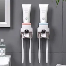Creative Wall Mount Automatic Toothpaste Dispenser Bathroom Accessories Waterproof Lazy Toothpaste Squeezer Toothbrush Holder