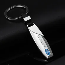 Creative water drop shape leather metal pendant for Subaru car badge keychain men woman Business gift auto accessories key rings