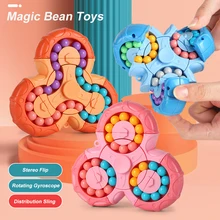 Creativity Magic Cube Bean Cube Fingertip Gyro Rotating Decompression Fidget Toy Stress Relief Spin Bead Puzzles Education Game