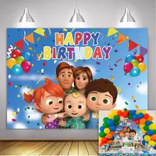 Custom Happy Birthday Backdrop Banner Cartoon  JJ Melon Theme Background For Baby Shower Kids Boy Girl Birthday Party Decoration