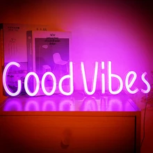 Custom Neon Sign Wall Decoration Good Vibes Neon Lamp For Home Room Decor LED Night Light Navidad Christmas Birthday Gifts