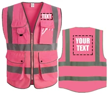 Custom Your Text Logo Reflective Safety Vest Hi Visibility Personalized Construction Work Security Uniform  ANSI Class 2