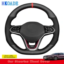 Customize DIY Soft Suede Leather Car Steering Wheel Cover For Volkswagen VW Golf 8 MK8 GTI Golf GTE 2020-2021 Car Interior